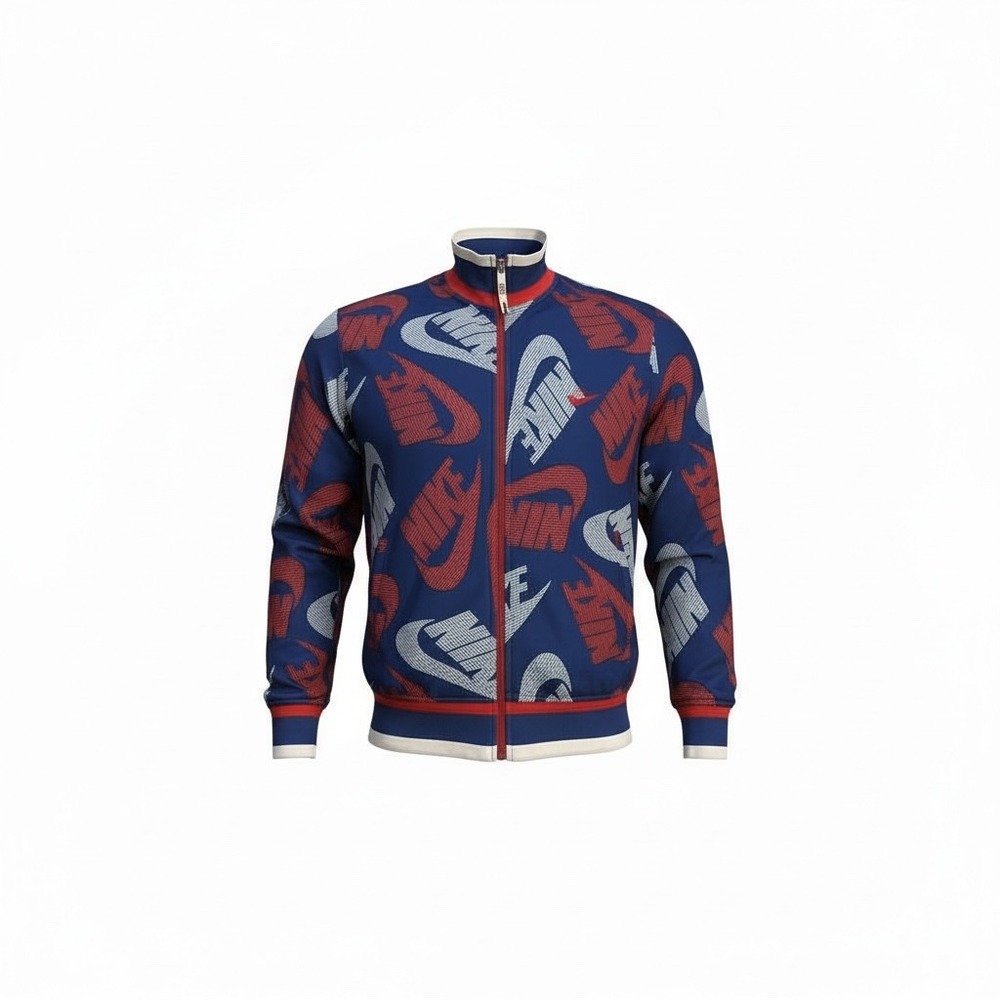 Nike All Over Logo Track Jacket Full Zip Men's‎ Large Blue Red White Athletic